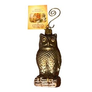 Owl Old World Christmas Wise Old Owl Glass Ornament New w/ Tag Woodland Animal